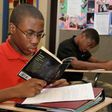 Student reading book