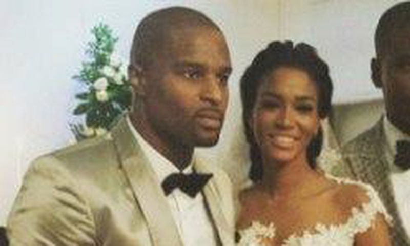 The happy couple, Osi Umenyiora and Leila Lopez