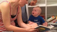 A few months old baby who loves literature cries every time a story ends