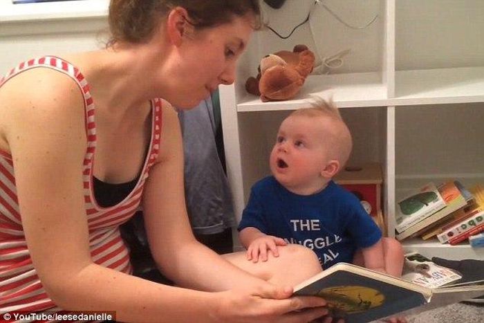 A few months old baby who loves literature cries every time a story ends