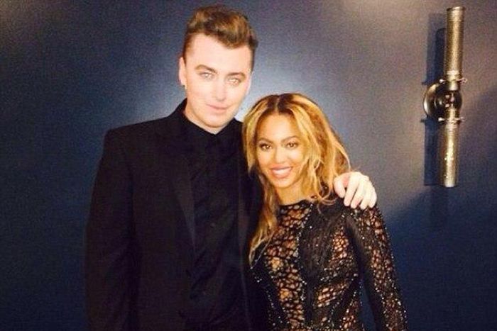 Sam Smith and Beyonce at Grammy Awards 2015