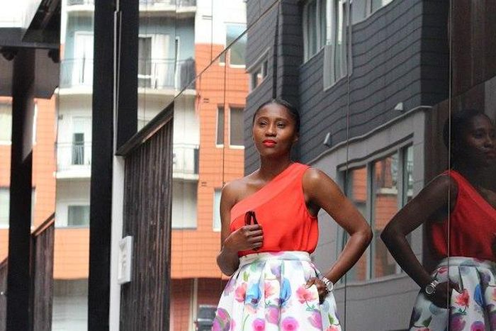 OOTD inspiration is a vibrant monostrap over floral skater skirt