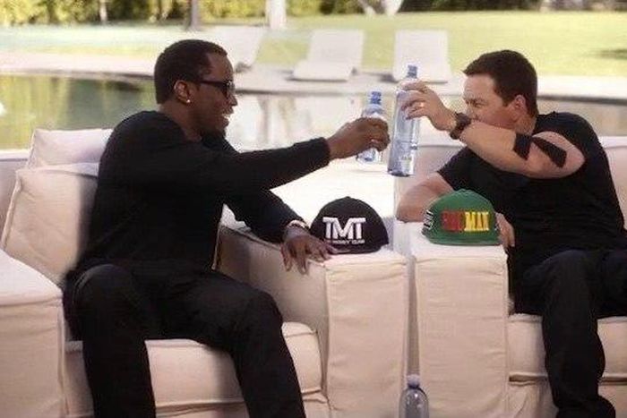 Diddy and Wahlberg toast to the $250K bet on Mayweather and Pacquiao