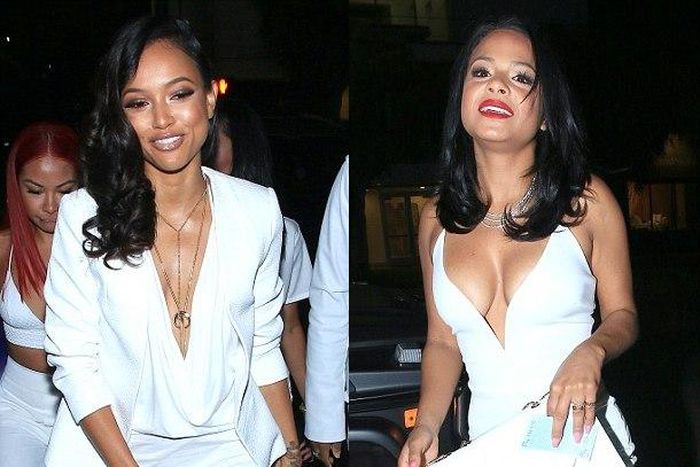 Karrueche Tran and Christina Milan at the birthday dinner