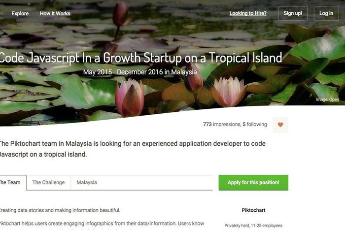 A  job posting on Jobbatical