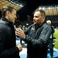 Hertha Berlin head coach Pal Dardai (R) hopes to get one over Bayern Munich boss Niko Kovac (L) when the two clubs meet in the German Cup