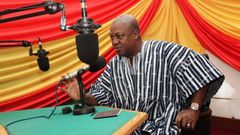 President Mahama speaking at GBC’s Twin City Radio