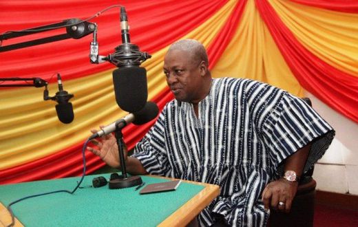 President Mahama speaking at GBC’s Twin City Radio