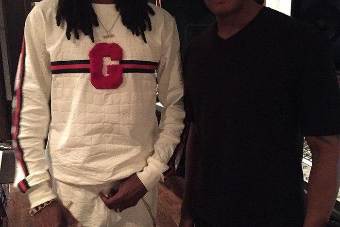 Snoop Dogg and Dr. Dre in the studio