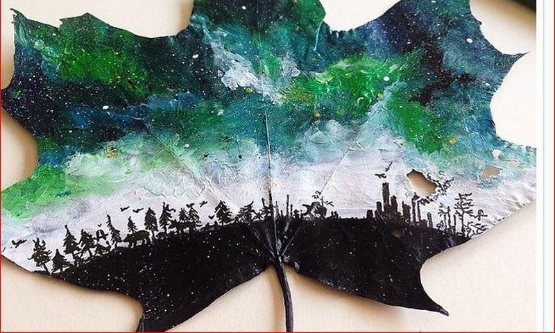 Artist turns fallen and dead leaves into beautiful art work
