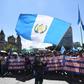 Demonstrators march against Guatemalan President Jimmy Morales in Guatemala City on January 12, 2019