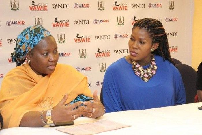 From right, Stephanie Linus in blue outfit