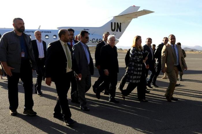 UN Yemen envoy Martin Griffiths arrives at Sanaa's international airport during a previous visit, on January 5, 2019