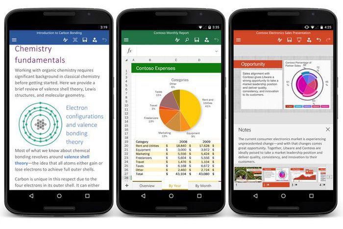 Microsoft Office for Android apps.