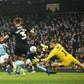 Opening strike: Raheem Sterling puts Man City ahead