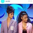 Rihanna peeps through Nicki Minaj's exposed cleavage