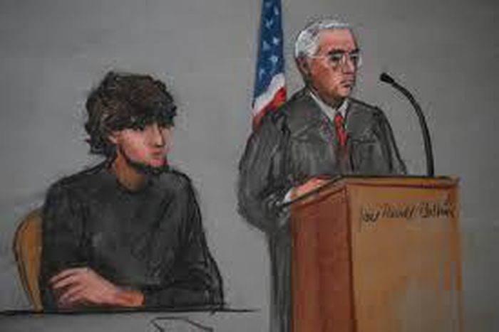 Sketch of Khairullozhon Matanov in court