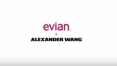 The Evian  X Alexander Wang limited edition bottles has the designer's signature barcode stamped on the glass