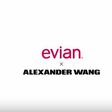 The Evian  X Alexander Wang limited edition bottles has the designer's signature barcode stamped on the glass