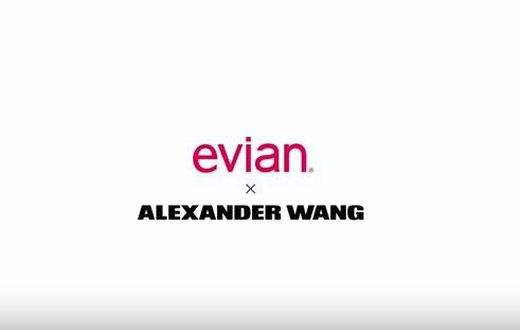 The Evian  X Alexander Wang limited edition bottles has the designer's signature barcode stamped on the glass