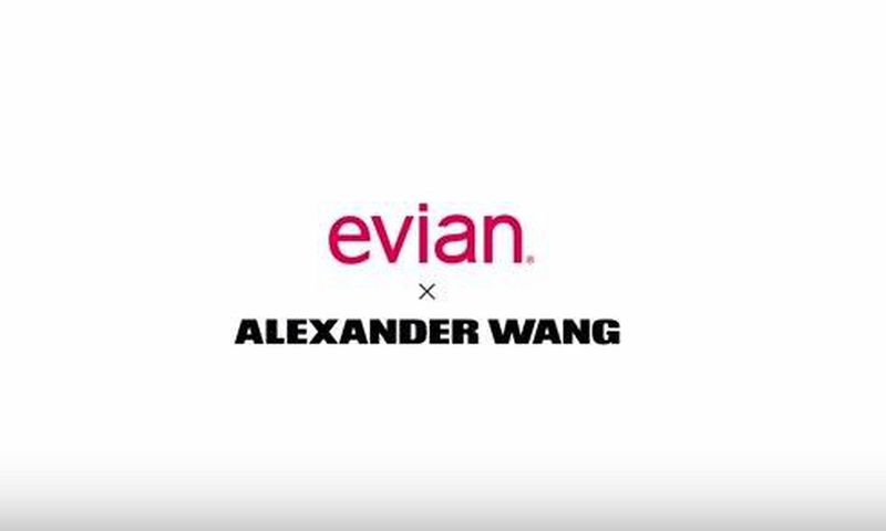 The Evian  X Alexander Wang limited edition bottles has the designer's signature barcode stamped on the glass