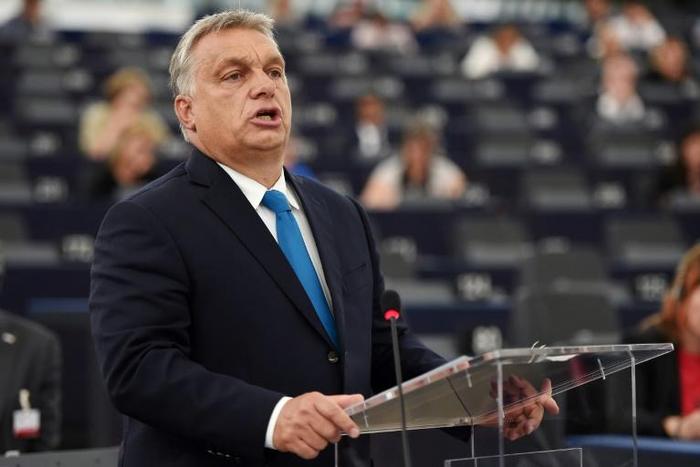 Hungary's Prime Minister Viktor Orban at the European Parliament, which has launched unprecedented steps against his government over fears it poses a threat to the independence of the country's courts