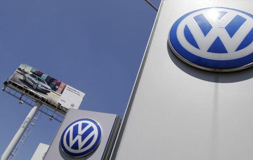 The logo of German carmaker Volkswagen is seen at the Volkswagen (VW) automobile manufacturing plant in a file photo. REUTERS/Imelda Medina