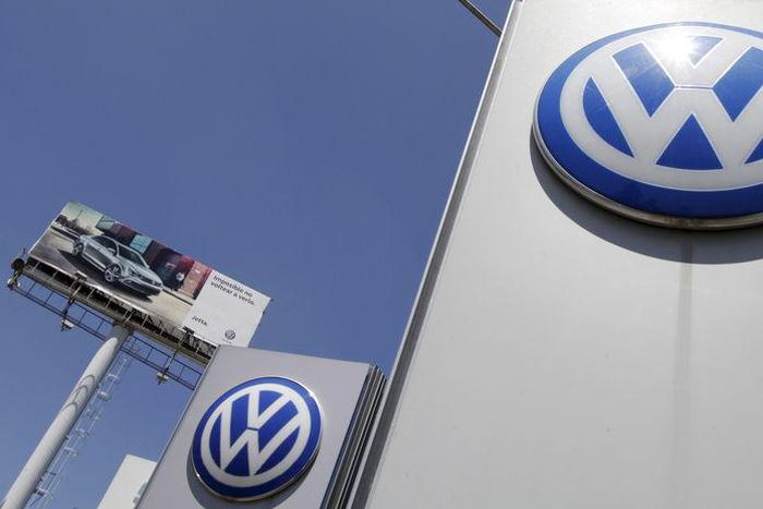 The logo of German carmaker Volkswagen is seen at the Volkswagen (VW) automobile manufacturing plant in a file photo. REUTERS/Imelda Medina
