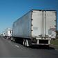 Tractor-trailers awaiting inspection at the US-Mexico border in Laredo, Texas