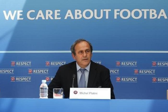 UEFA President Michel Platini attends a news conference after the draw for the 2015/2016 UEFA Europa League soccer competition at Monaco's Grimaldi Forum in Monte Carlo, Monaco August 28, 2015.   REUTERS/Eric Gaillard
