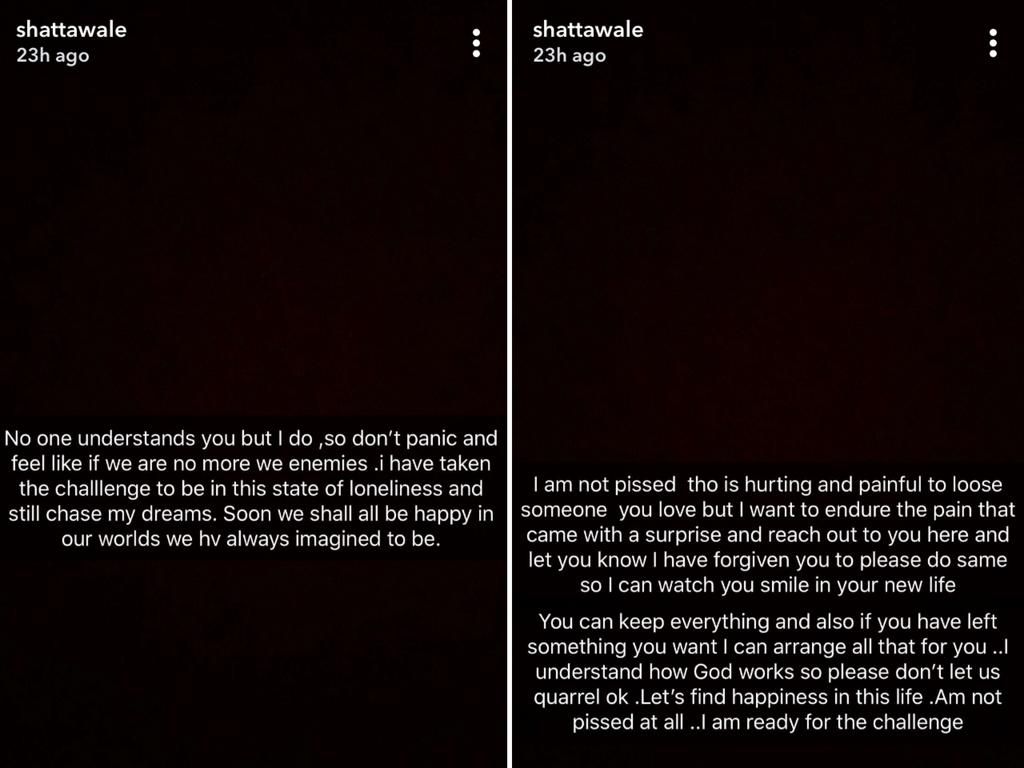 Shatta Wale Snapchat posts