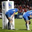 Namibia players react after losing their Rugby World Cup Pool D match against Wales at Stadium Taranaki in New Plymouth September 26, 2011. REUTERS/Nigel Marple