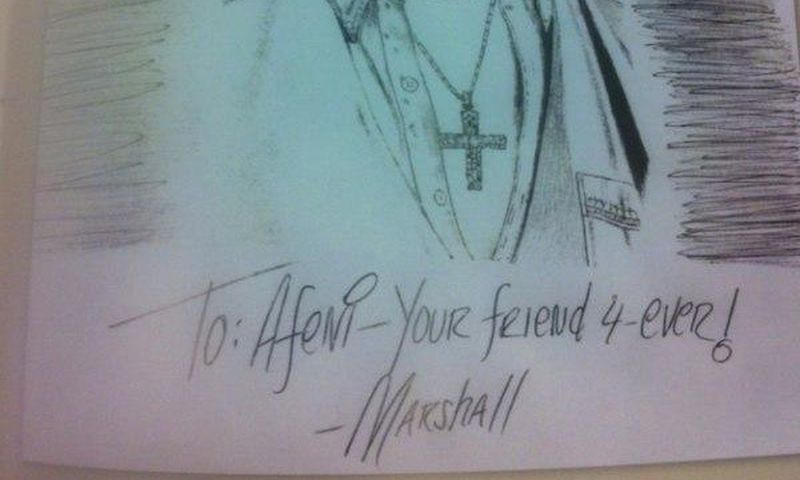 A hand drawn image of Tupac Shakur by Eminem