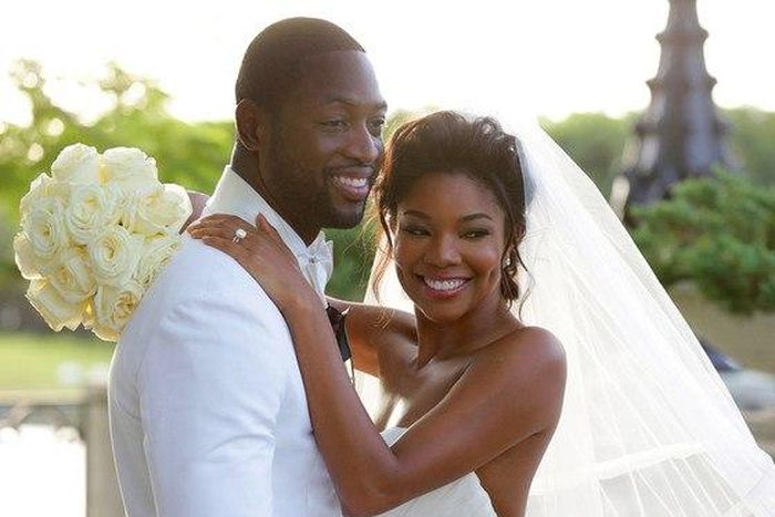 42-yr-old Union and 33-yr-old Wade wedded on August 30, 2014 in an all black-and-white themed affair in Miami at the stunning Chateau Artisan castle