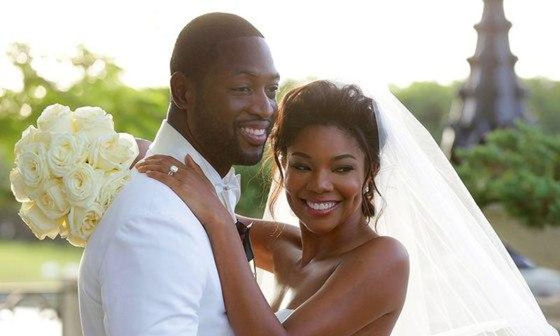 42-yr-old Union and 33-yr-old Wade wedded on August 30, 2014 in an all black-and-white themed affair in Miami at the stunning Chateau Artisan castle