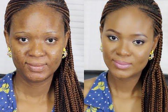 A full coverage foundation perfectly masks blemishes