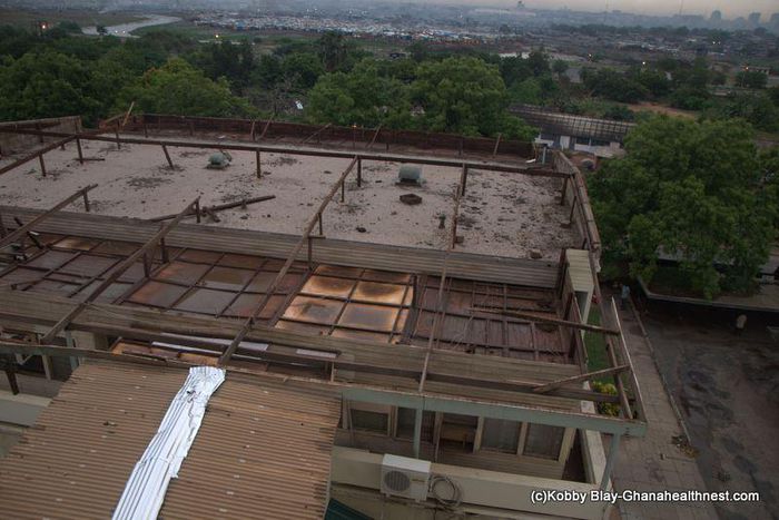 Some of the roofing that ripped off the Korle Bu Medical block tower