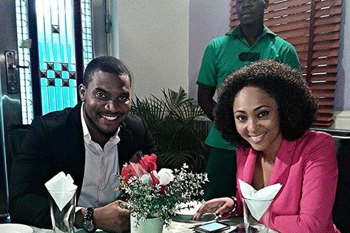 Kunle Remi and Rosaline Meurer on the set of Stop