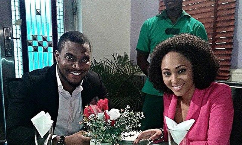 Kunle Remi and Rosaline Meurer on the set of Stop