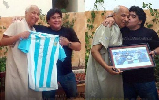 Hugged by the hands of God, infamous ref meets Maradona