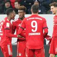 Germany midfielder Leon Goretzka (R) celebrates scoring the opening goal in Bayern Munich's impressive 2-0 win at Hoffenheim on Friday in Sinsheim.