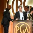 Producer Peter Farrelly (2nd from L) accepts The Darryl F. Zanuck Award for Outstanding Producer of Theatrical Motion Pictures for 'Green Book' at the Producers Guild Awards