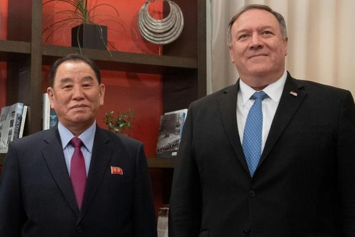 US Secretary of State Mike Pompeo, seen here with North Korean Vice-Chairman Kim Yong Chol in Washington, DC January 18, 2019, has since conferred by phone with his counterparts in South Korea and Japan