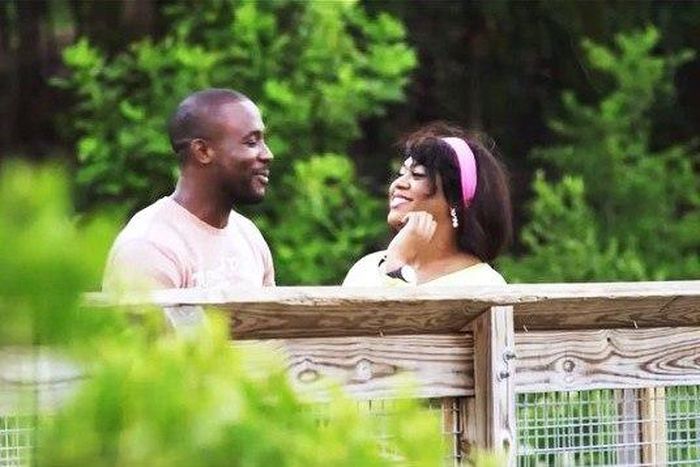 Joseph Benjamin and Stella Damasus on the set of Affairs of the heart