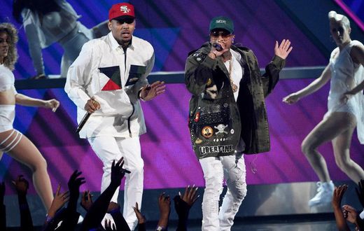 Tyga and Chris Brown on stage