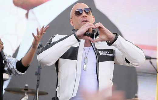 Vin Diesel on stage at the Los Angeles premiere of Furious 7
