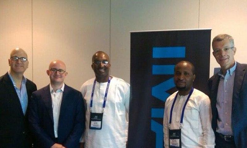 Greg Foster, Giovanni Dolci, Kene Mkparu, Moses Babatope, and Andrew Cripps at CineEurope in Barcelona