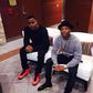 Wizkid with a friend in Houston spotting his Balenciaga race runner footwear which costs $695 a piece