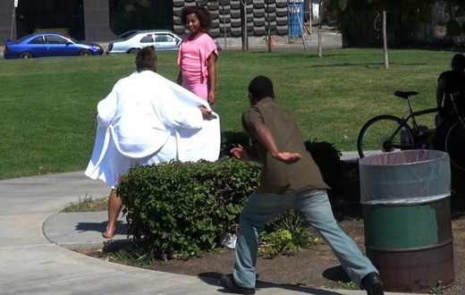If a parent ever saw a stranger flashing kids then you just know that their first reaction will be to rush to their child’s defense.