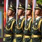 Chinese soldiers outside the Great Hall of the People in Beijing on June 7, 2018